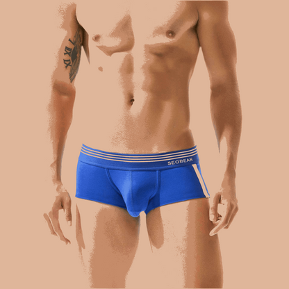 Men's Underwear Low Waist Cotton Boxer Briefs Colorful Blue Infinite Avenue