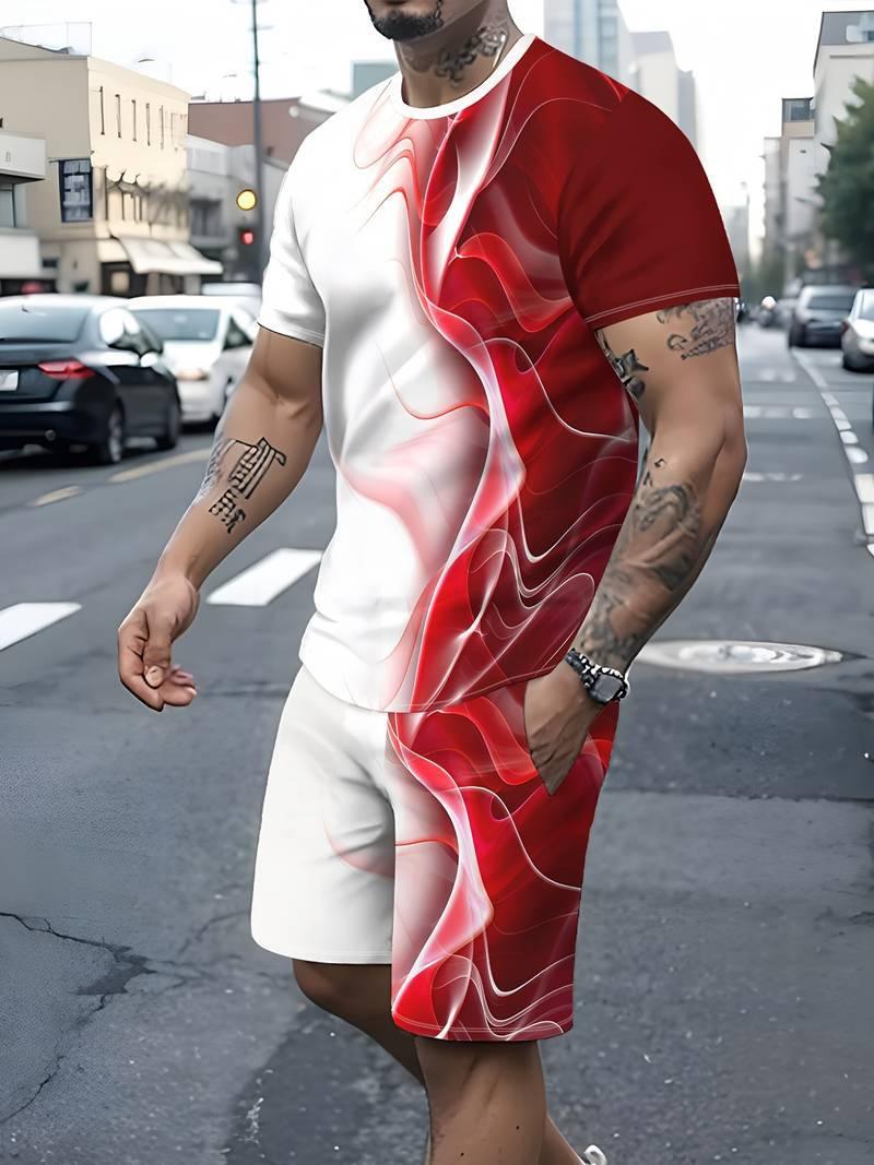 New Suit Trendy Pattern 3D Printed T-shirt Red Infinite Avenue