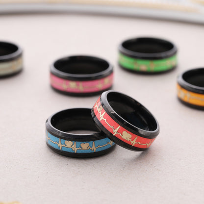 Dragon Scale Luminous ECG Couple Love Titanium Steel Ring Infinite Avenue