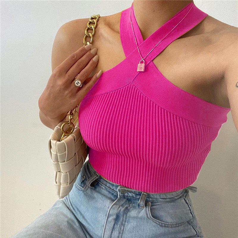 Women's Knitted Inner Match Bottoming Shirt Halterneck Vest - Infinite Avenue