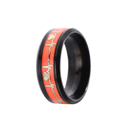 Dragon Scale Luminous ECG Couple Love Titanium Steel Ring Infinite Avenue