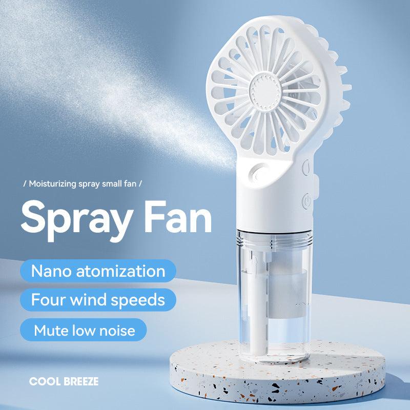 Portable 4-Speed Mist Fan: Handheld USB Rechargeable Summer Cooler - Infinite Avenue