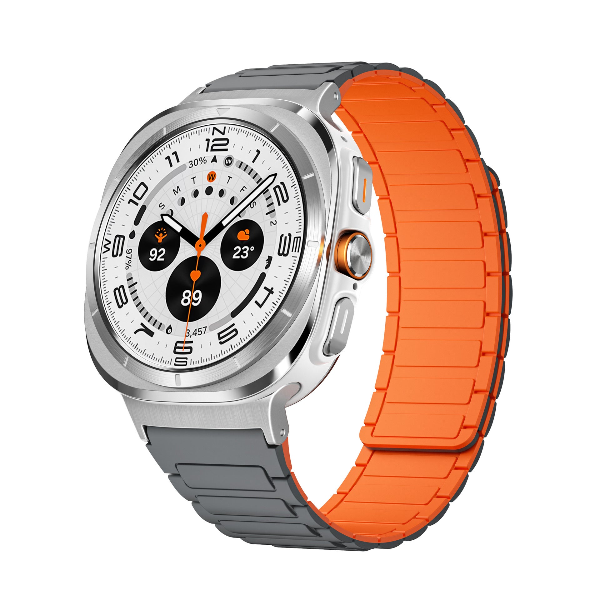 Silicone Magnetic Two-color Watch Strap Gray orange silver head grain Watch ultra Infinite Avenue