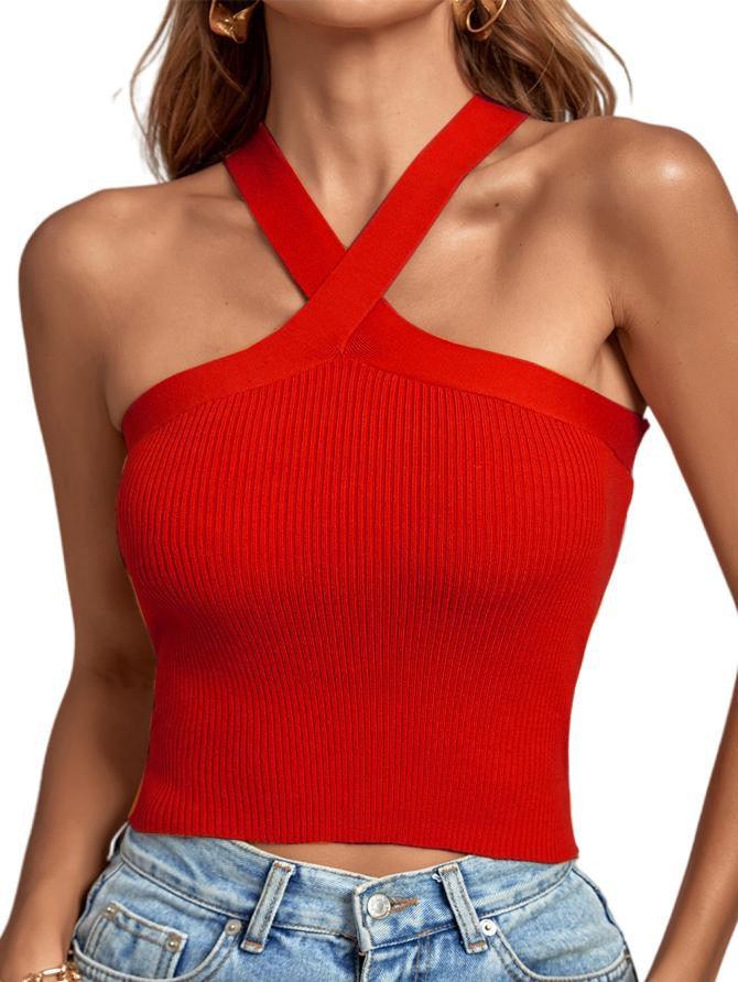 Women's Knitted Inner Match Bottoming Shirt Halterneck Vest - Infinite Avenue