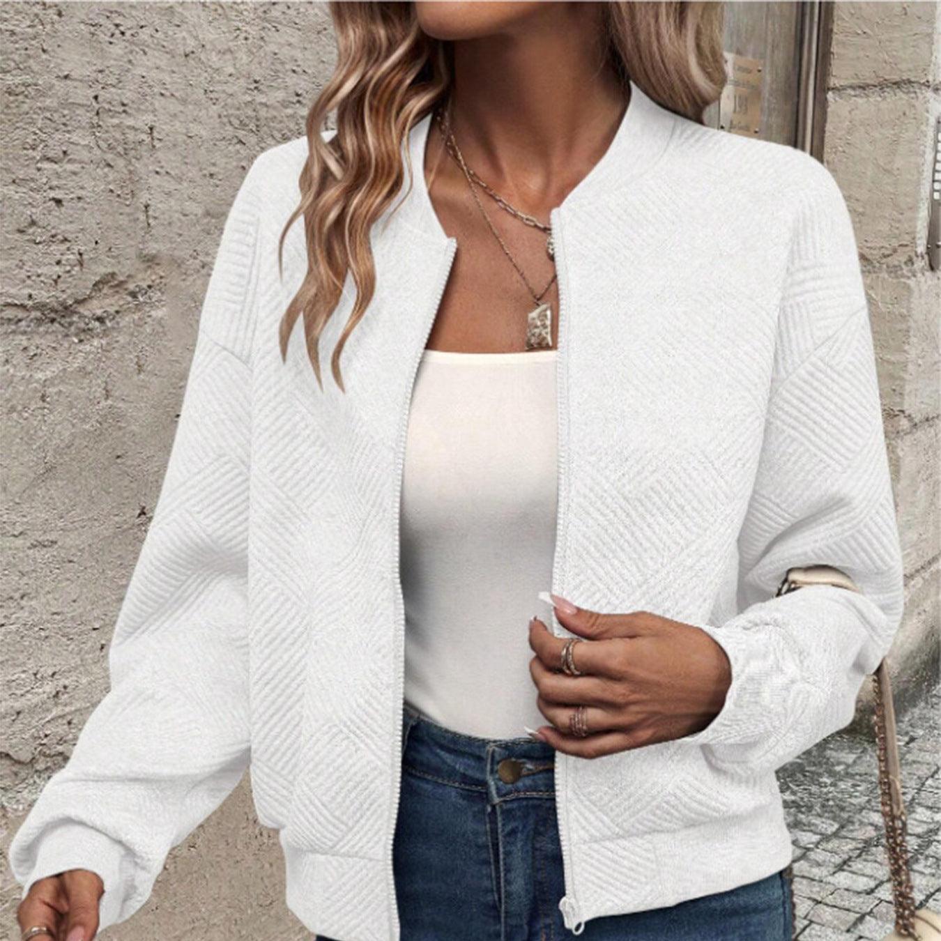 Women’s Long Sleeve Knitted Cardigan with Zipper - Infinite Avenue