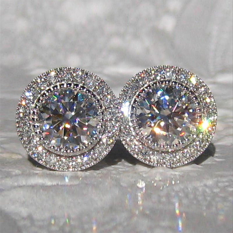 Inlaid Super Round Zircon Full-jeweled Stud Earrings Female Infinite Avenue