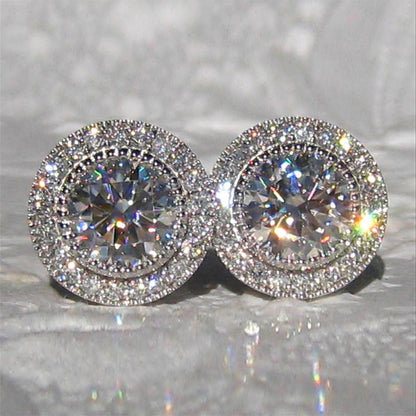 Inlaid Super Round Zircon Full-jeweled Stud Earrings Female Infinite Avenue