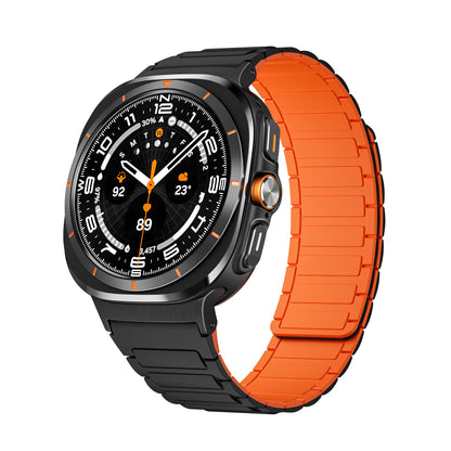 Silicone Magnetic Two-color Watch Strap Black orange black head grain Watch ultra Infinite Avenue