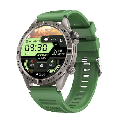 Smart Watch Men's Offline Payment Multifunction Silver Army Green Silicone Infinite Avenue