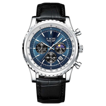 New Men's Multifunctional Waterproof Watch Silver Blue Infinite Avenue