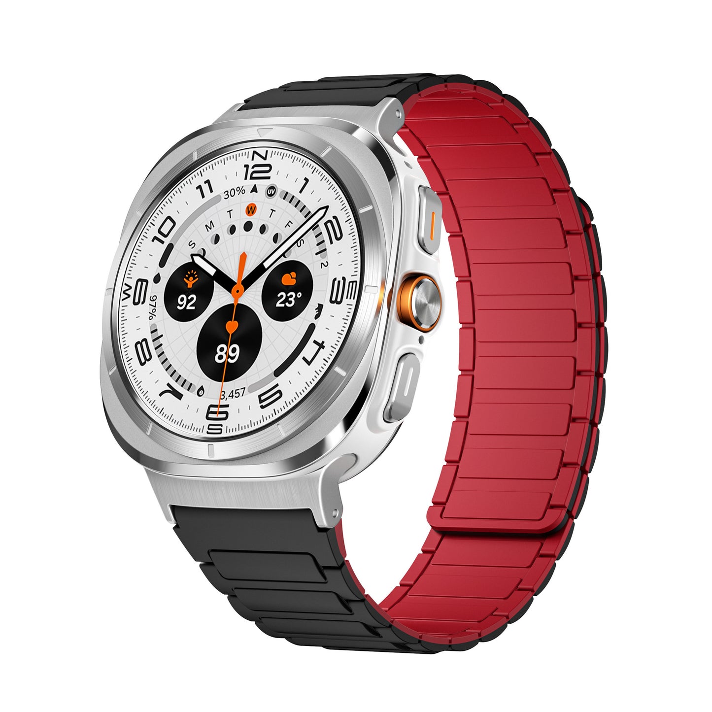 Silicone Magnetic Two-color Watch Strap Black red silver head grain Watch ultra Infinite Avenue