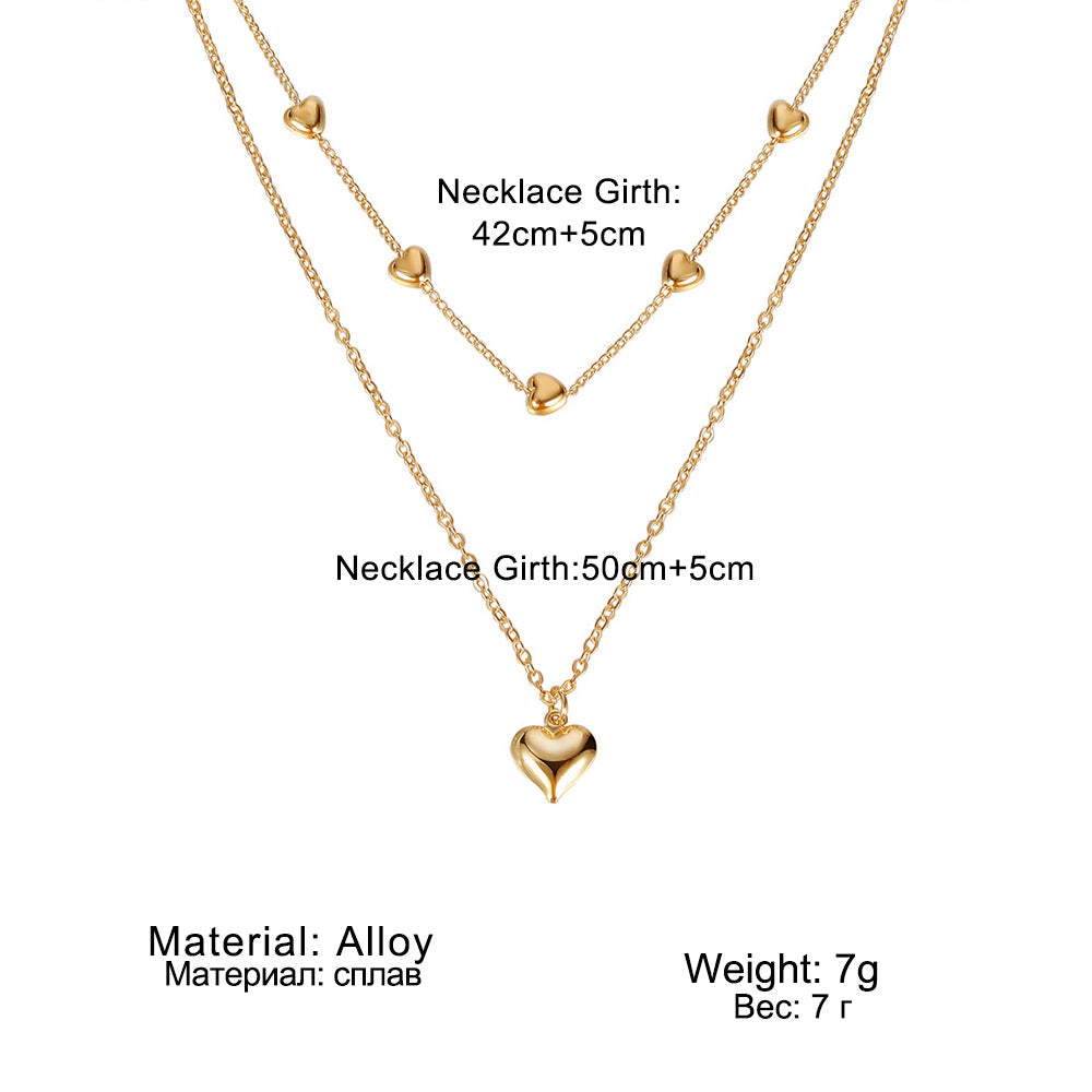 Double-layer Heart Pendant Fine Chain Necklace For Women Multilayer Gold Color Metal Necklaces Fashion Jewelry Accessories Infinite Avenue