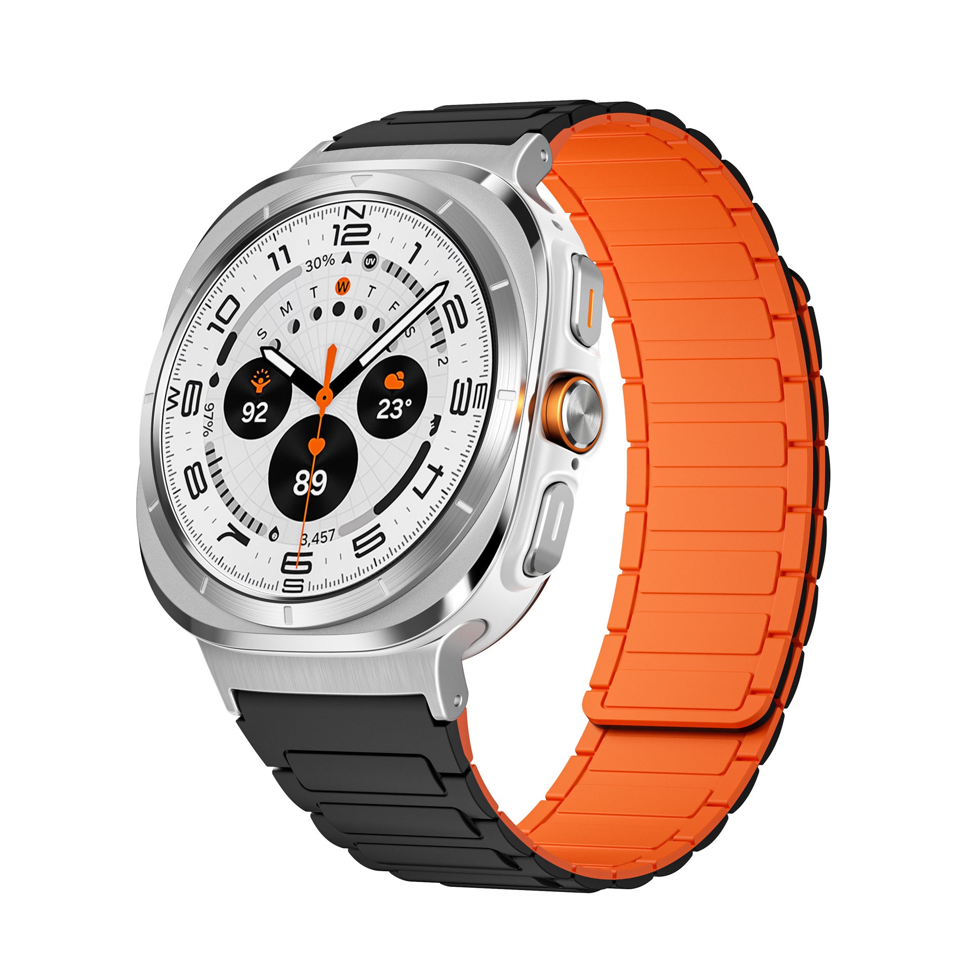 Silicone Magnetic Two-color Watch Strap Black orange silver head grain Watch ultra Infinite Avenue