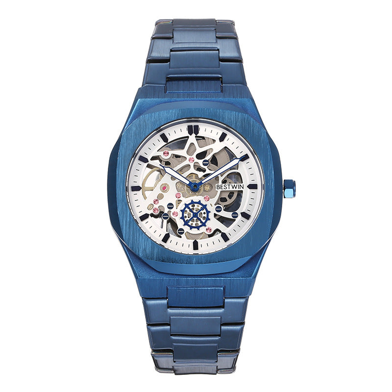 Fashion Alloy Watch Men's Watch BESTWIN Hollow Butterfly Clasp Blue And White Infinite Avenue