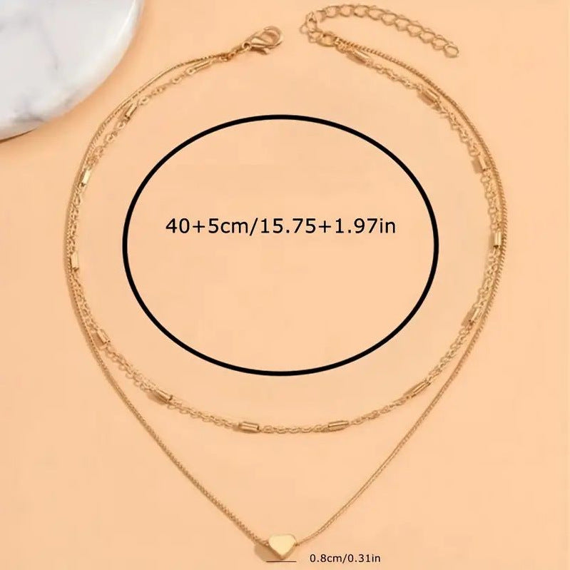 Cute Personality Elegant Double Layer Twin Regular Chain Chopin Chain Love Heart Pendant Necklace Infinite Avenue