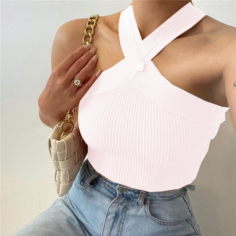 Women's Knitted Inner Match Bottoming Shirt Halterneck Vest - Infinite Avenue