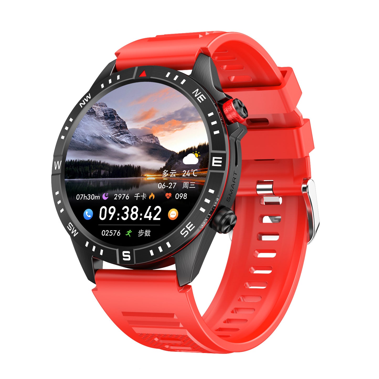 Smart Watch Men's Offline Payment Multifunction Black Watch Orange Silicone Infinite Avenue