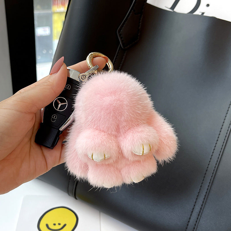 Mink Plush Cute Net Red Rabbit Pendant Keychain Pink Leather Feet Infinite Avenue