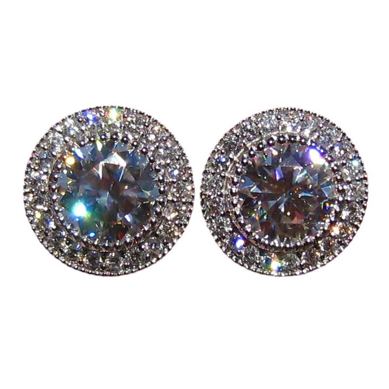 Inlaid Super Round Zircon Full-jeweled Stud Earrings Female Infinite Avenue