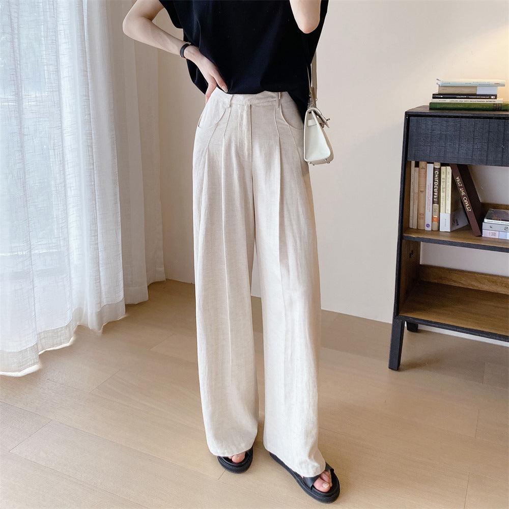 Tencel Linen High Waist Wide-leg Pants - Infinite Avenue