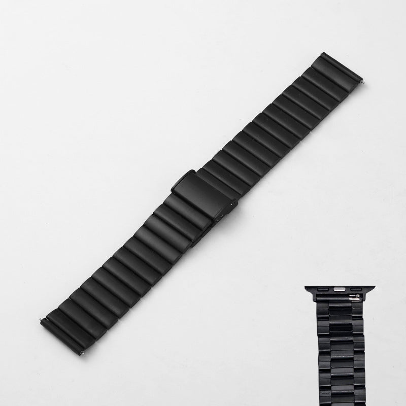 Smart Watch Band Bamboo Stainless Steel Metal Strap 22mm Black Steel strip Infinite Avenue