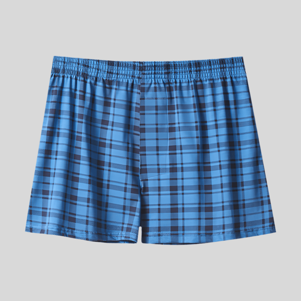 Plus-sized Cotton Men's Breathable Casual Underwear Blue Plaid Infinite Avenue