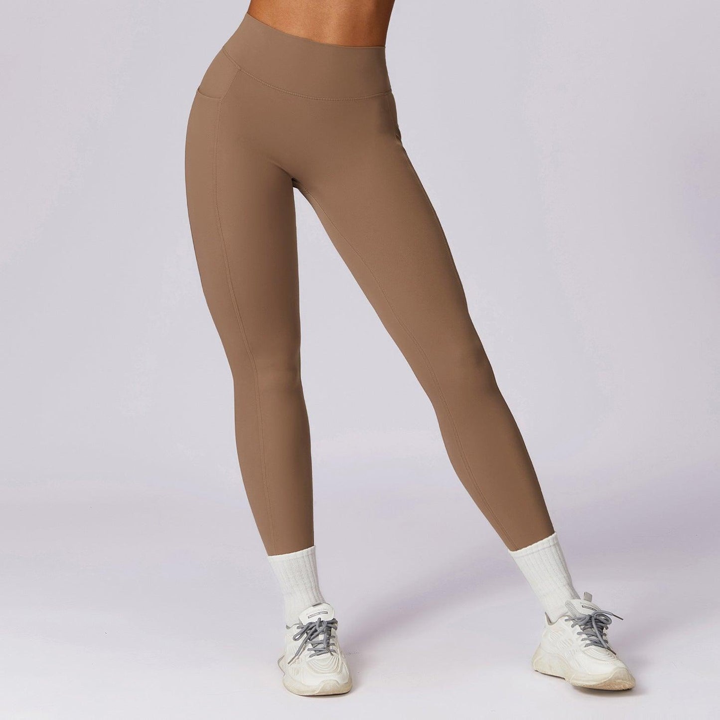 Quick-Dry High Waist Yoga Fitness Pants Caramel Mocha Infinite Avenue