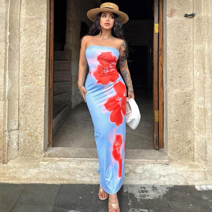 Slim Slit Tube Long Dress - Women’s Summer Party Beachwear Infinite Avenue