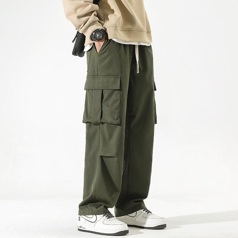 Straight Multi-pocket Casual Pants for Boys Green Infinite Avenue