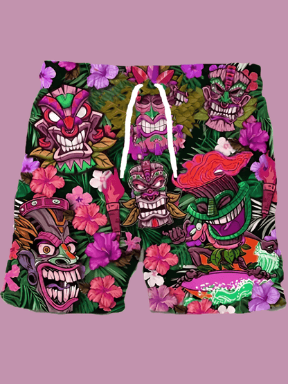 Summer Men's Beach Pants Printed Sports Casual Shorts Pink Purple Infinite Avenue