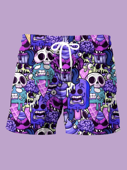 Summer Men's Beach Pants Printed Sports Casual Shorts Purple Infinite Avenue