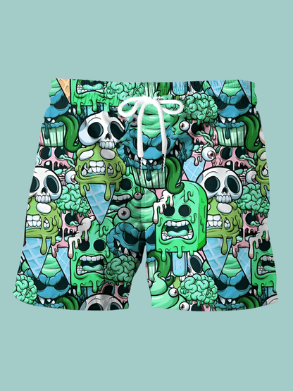 Summer Men's Beach Pants Printed Sports Casual Shorts Mint Green Infinite Avenue