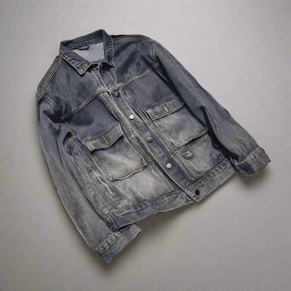 Tooling Jacket Distressed Casual Hot Top Black and Gray Infinite Avenue