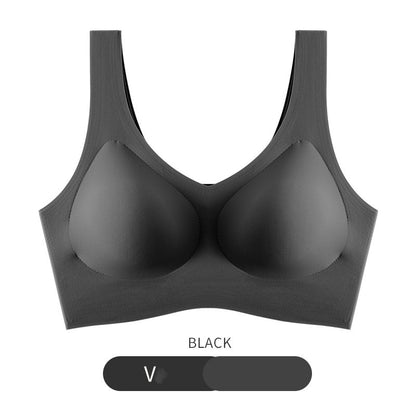 Women’s Seamless Sleep & Sports Bra – Rimless Beauty Vest Design Black V Infinite Avenue