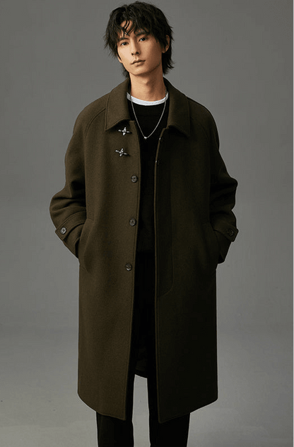 Winter Double-sided Woolen Coat Men Olive Green Infinite Avenue