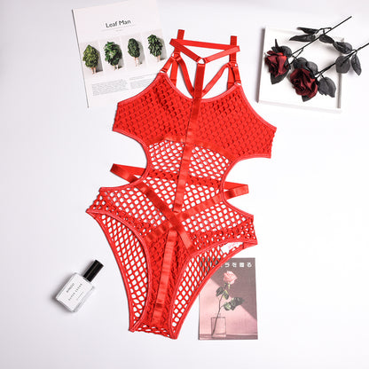 Woman Hanging Neck Sexy Underwear Bodysuit Red Infinite Avenue