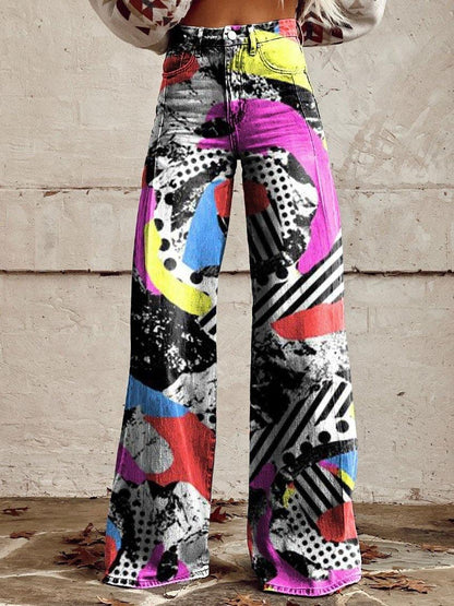 Women's 3D Printed Straight Casual Wide-leg Pants HY1500MU Infinite Avenue