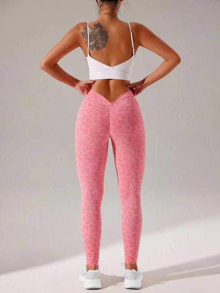 Women’s High Waist Hip-Lifting Outdoor Sports Running Leggings Cheetah Pink Infinite Avenue