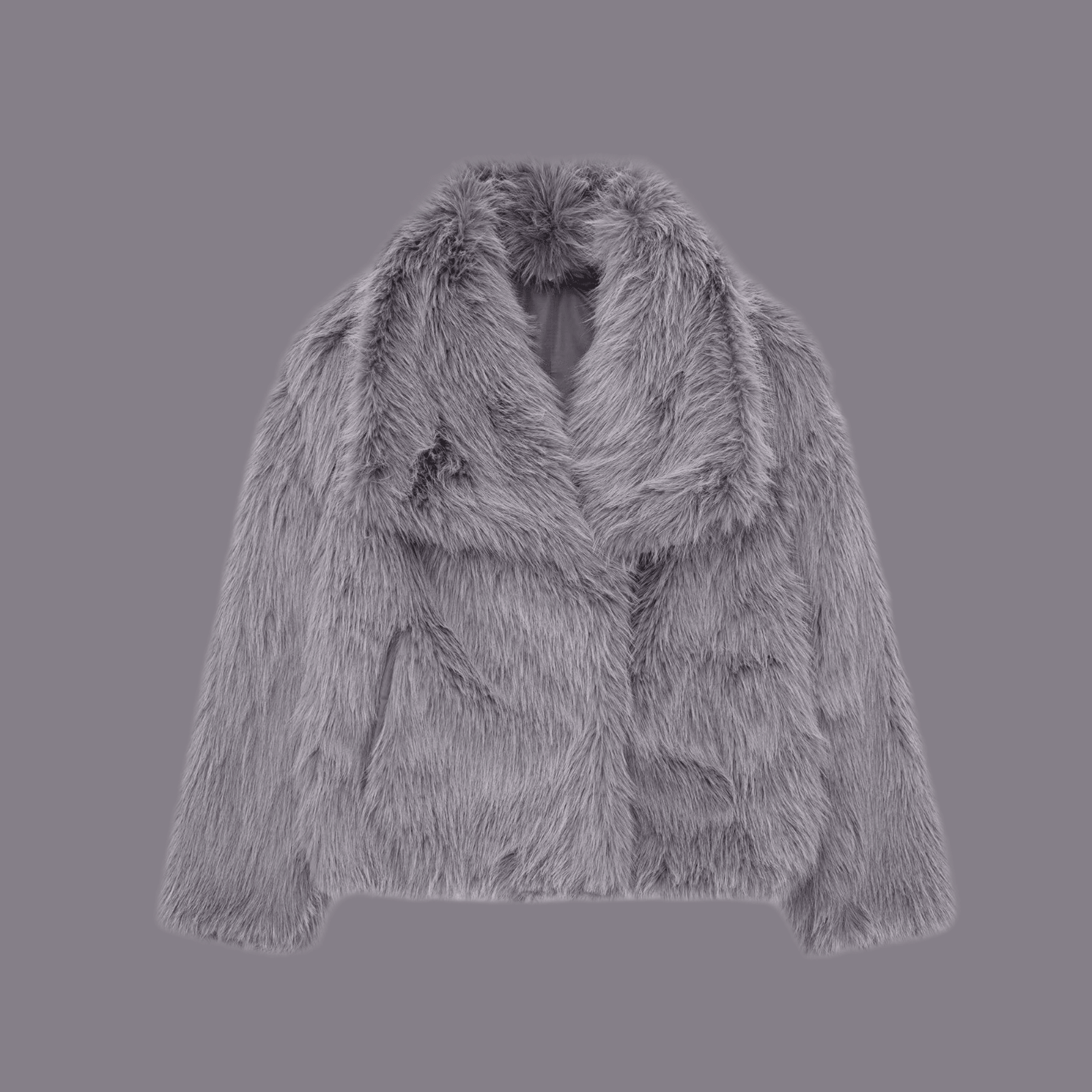 Women’s Imitation Faux Fur Jacket Gray Infinite Avenue