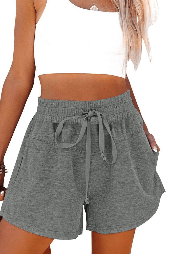 Women's Lace Up Casual Pocket Solid Color Shorts Dark Gray Infinite Avenue