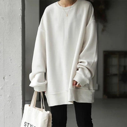 Women's Pullover Round Neck Loose Sweater Beige Infinite Avenue