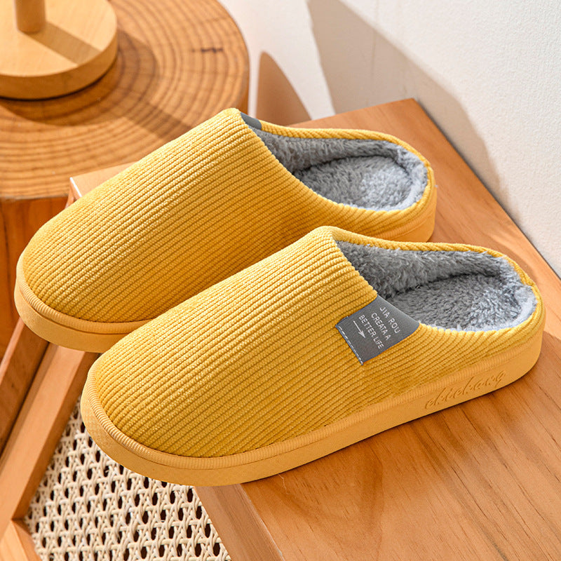 Home Indoor Wear-resistant Non Slip Cotton Slippers Calibration Yellow Infinite Avenue