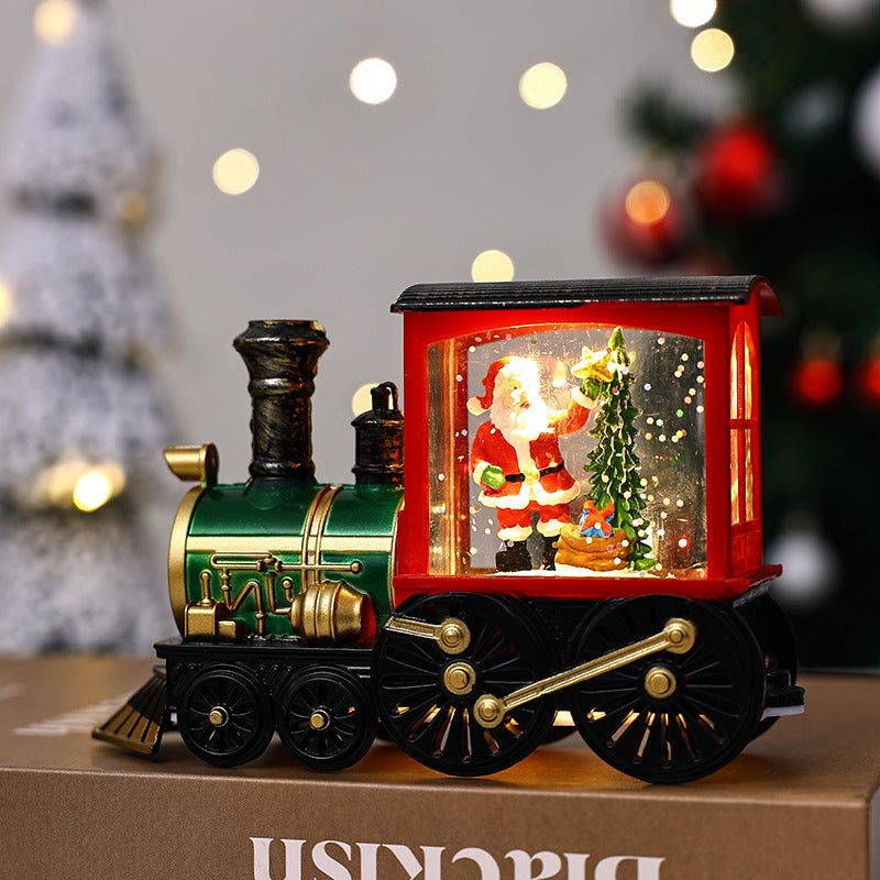 Christmas Train Night Lamp – Gift Decoration Painted Train Old Man Tree Infinite Avenue