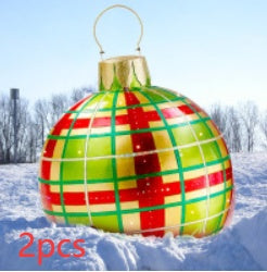 60CM Inflatable PVC Christmas Ball – Outdoor Tree Ornament Green grids 2PCS 60cm Infinite Avenue