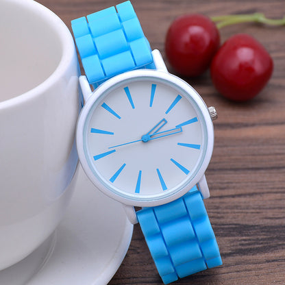 Classic Ultra-thin Silicone Watch Female Student Blue Infinite Avenue