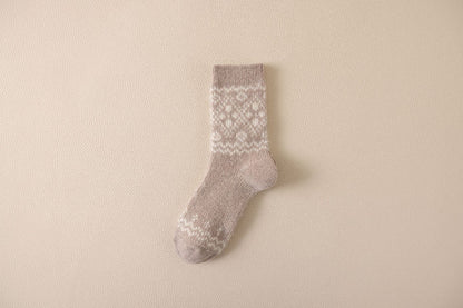 Autumn & Winter Mid-Calf Thick Knit Women's Socks 2 Khaki Infinite Avenue