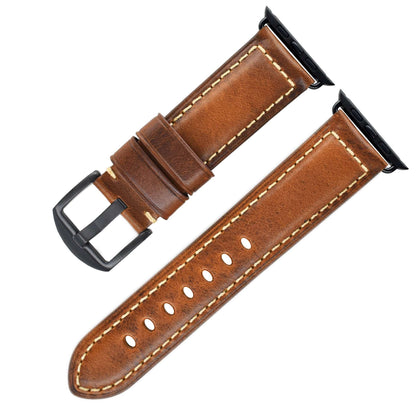 Vintage Oil Wax Genuine Cowhide Watch Band Brown Black Buckle K009S Infinite Avenue