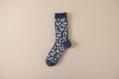 Autumn & Winter Mid-Calf Thick Knit Women's Socks 1 Blue Infinite Avenue