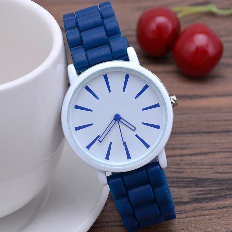 Classic Ultra-thin Silicone Watch Female Student Navy Blue Infinite Avenue