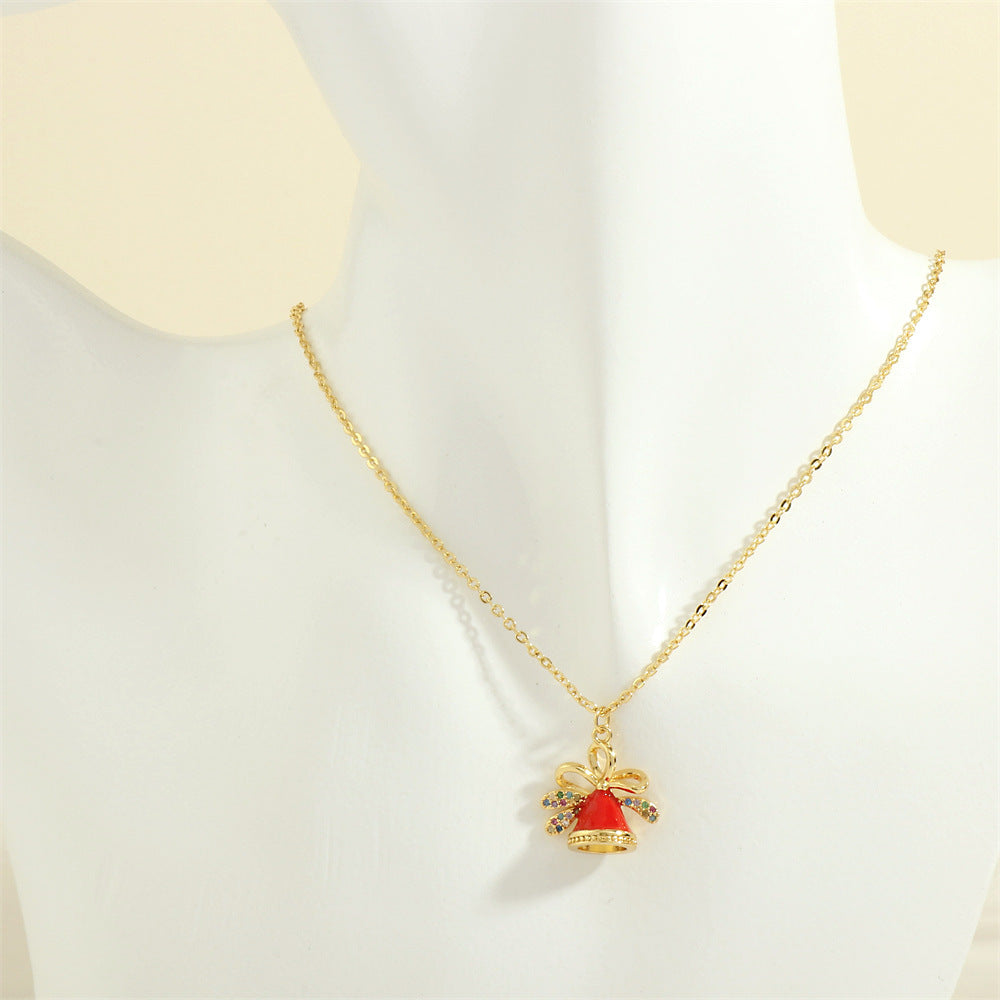 Christmas Tree & Santa Necklace – Rhinestone Clavicle Chain for Women NE2089 O Infinite Avenue